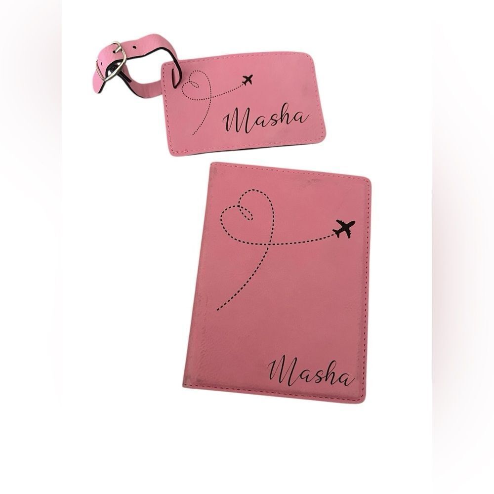 💘Personalized Passport Holder and Luggage Tag (Masha)